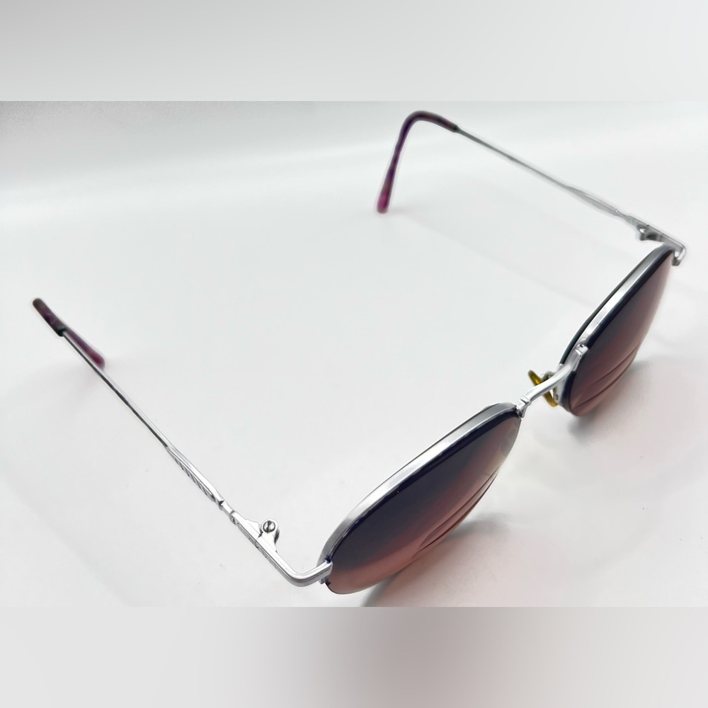 Vintage Elizabeth Silver Purple Oval Half-Rim Sunglasses Frames Only
